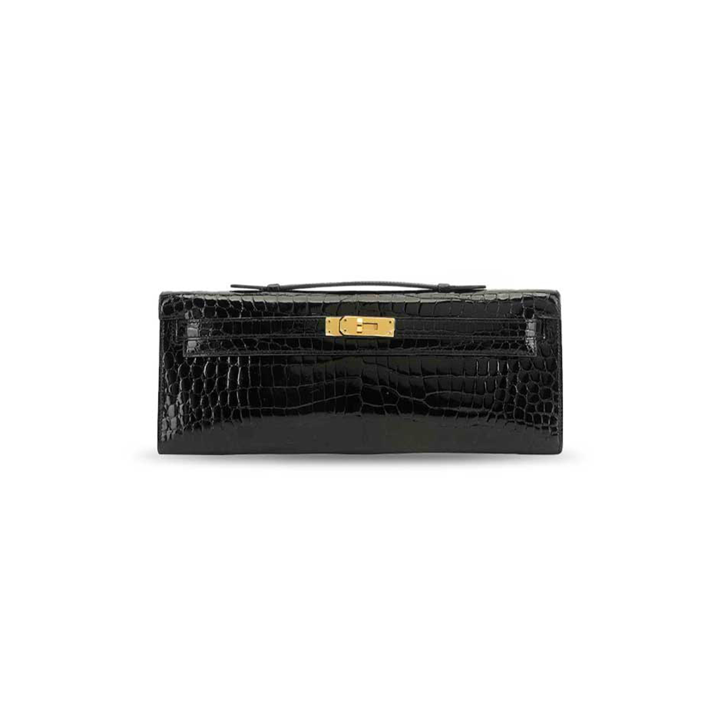 HERMÈS MASTER KELLY CUTBLACK POROSUS SHINYCROC GHW (31*13*2cm)